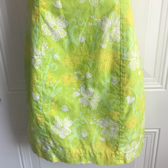 Lilly Pulitzer Green Yellow Ruffle Front Tie Back Strapless Dress size 6 in EUC - Picture 5 of 16